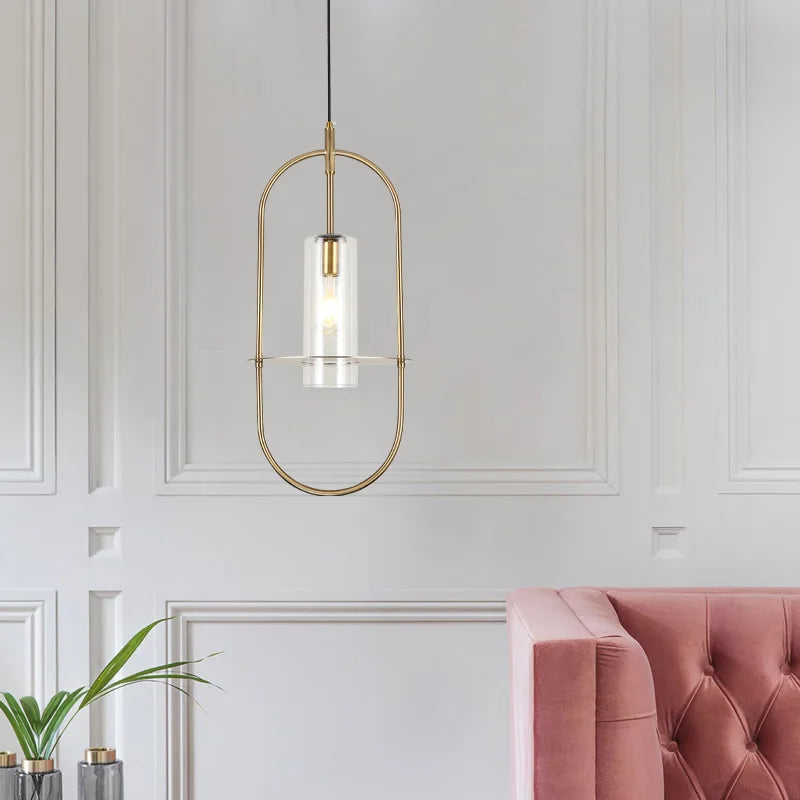 (TLD) Modern Gold Metal Cylinder Hanging Light