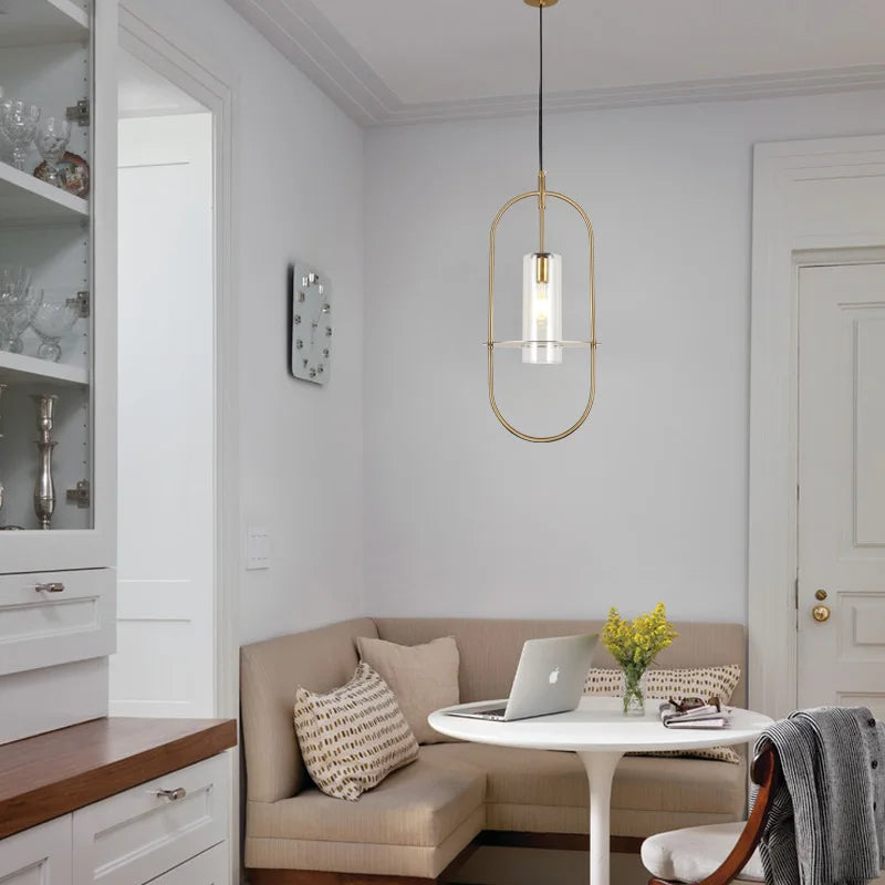(TLD) Modern Gold Metal Cylinder Hanging Light