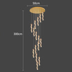 (TLD) Modern Gold Long Crystal Hanging Light Fixture 16 lights
