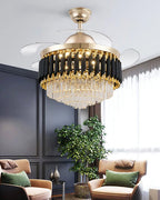 (TLD) Diamante Retractable Ceiling Fan + Chandelier Light (with Remote Control)