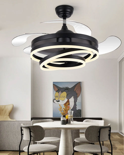 (TLD) Solstice Retractable Ceiling Fan + Chandelier Light (with Remote Control)