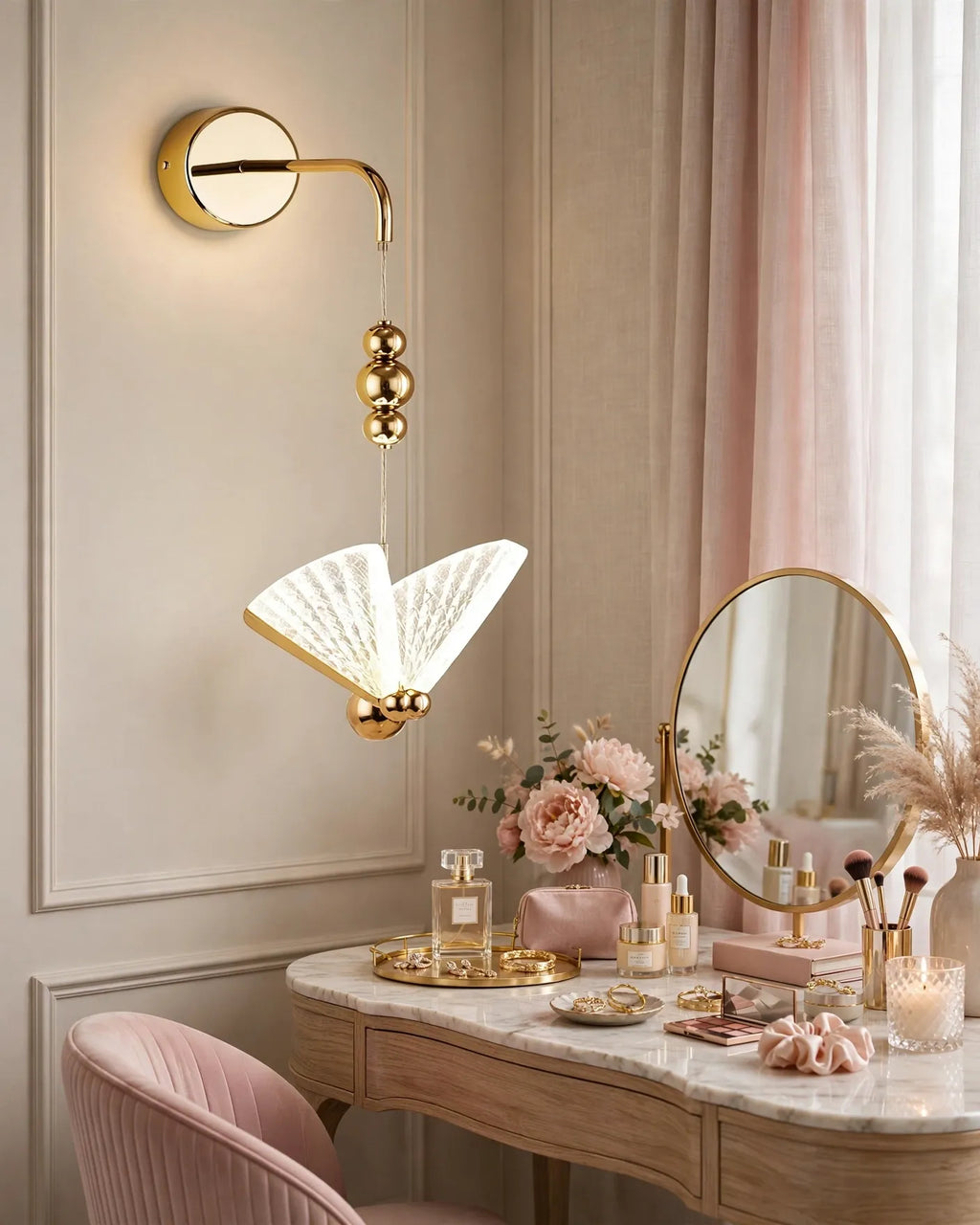 (TLD) Crystal Butterfly Gold Wall Light