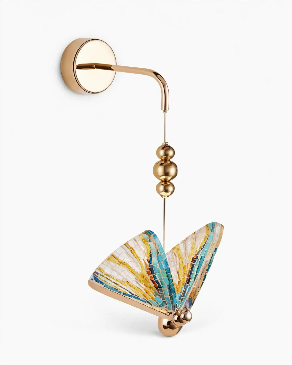 (TLD) Mosaic Rainbow Crystal Butterfly Gold Wall Light