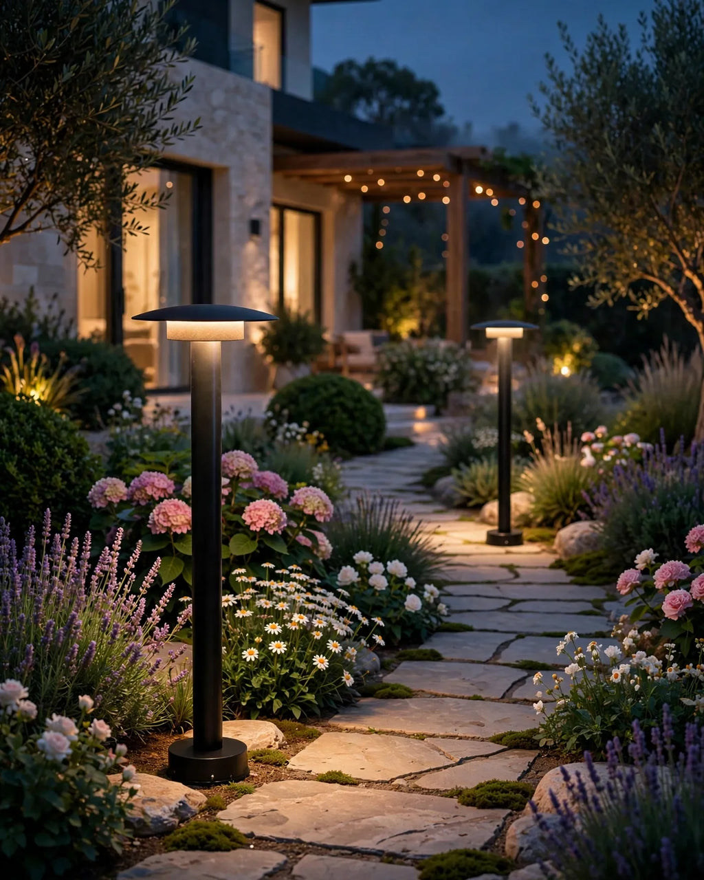 (TLD) UFO TOWER -Tall Minimal Garden Bollard Pathway Light (Warm White) -12 WT