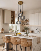 (TLD)  Smoky Grey Bubble Trio Hanging Light