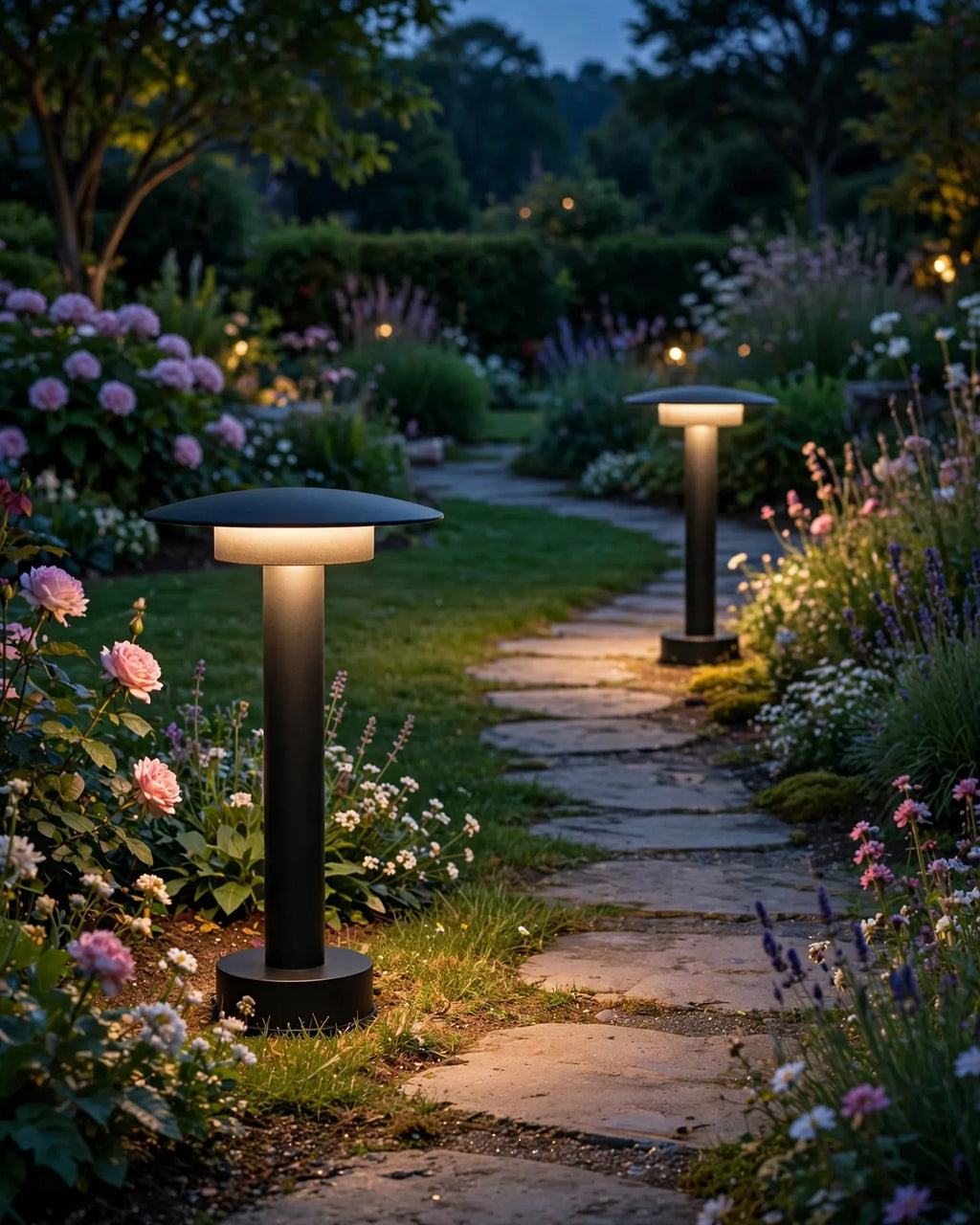 (TLD) UFO PATH - Modern Low Height Flat Top Garden Bollard Light (Waterproof) -12 WT