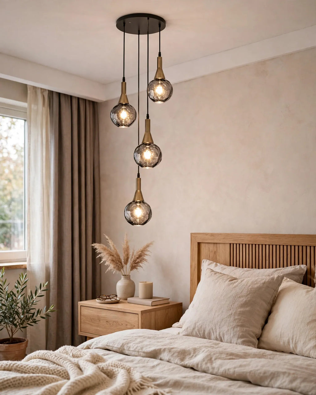 (TLD) Smoky Grey Raindrop Cascade Pendant Light