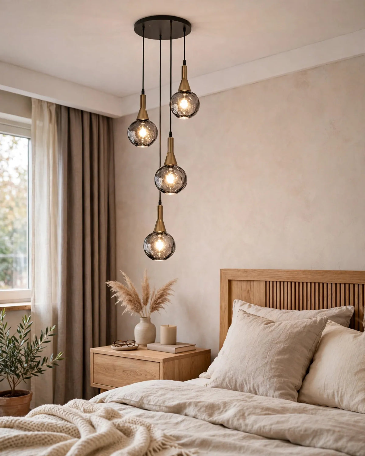 (TLD) Smoky Grey Raindrop Cascade Pendant Light
