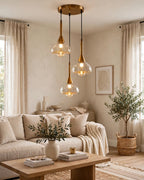 (TLD)  Modern Bell Shape 3-Light Cluster Pendant