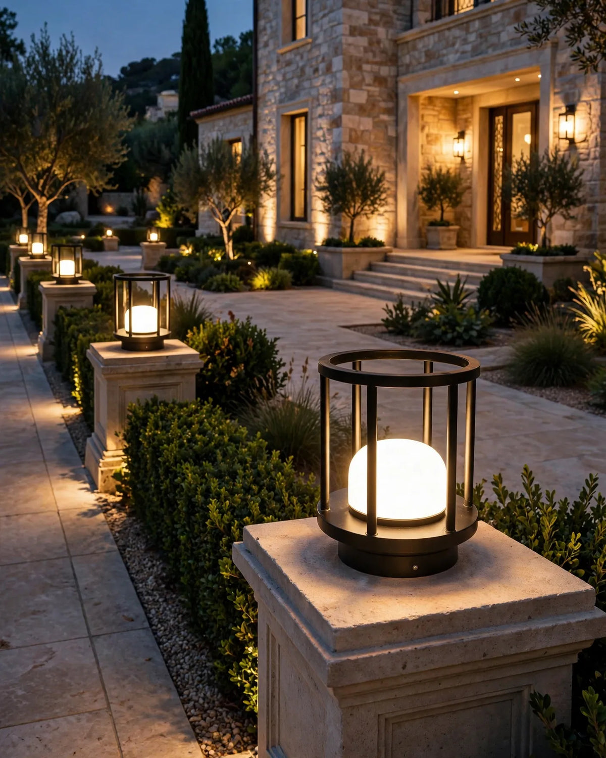 (TLD) GLOBE DOME Luxury Modern Outdoor Pillar Gate Light -12 WT