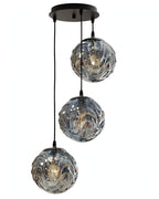 (TLD)  Smoke Grey Ripple Wave Ball Hanging Light