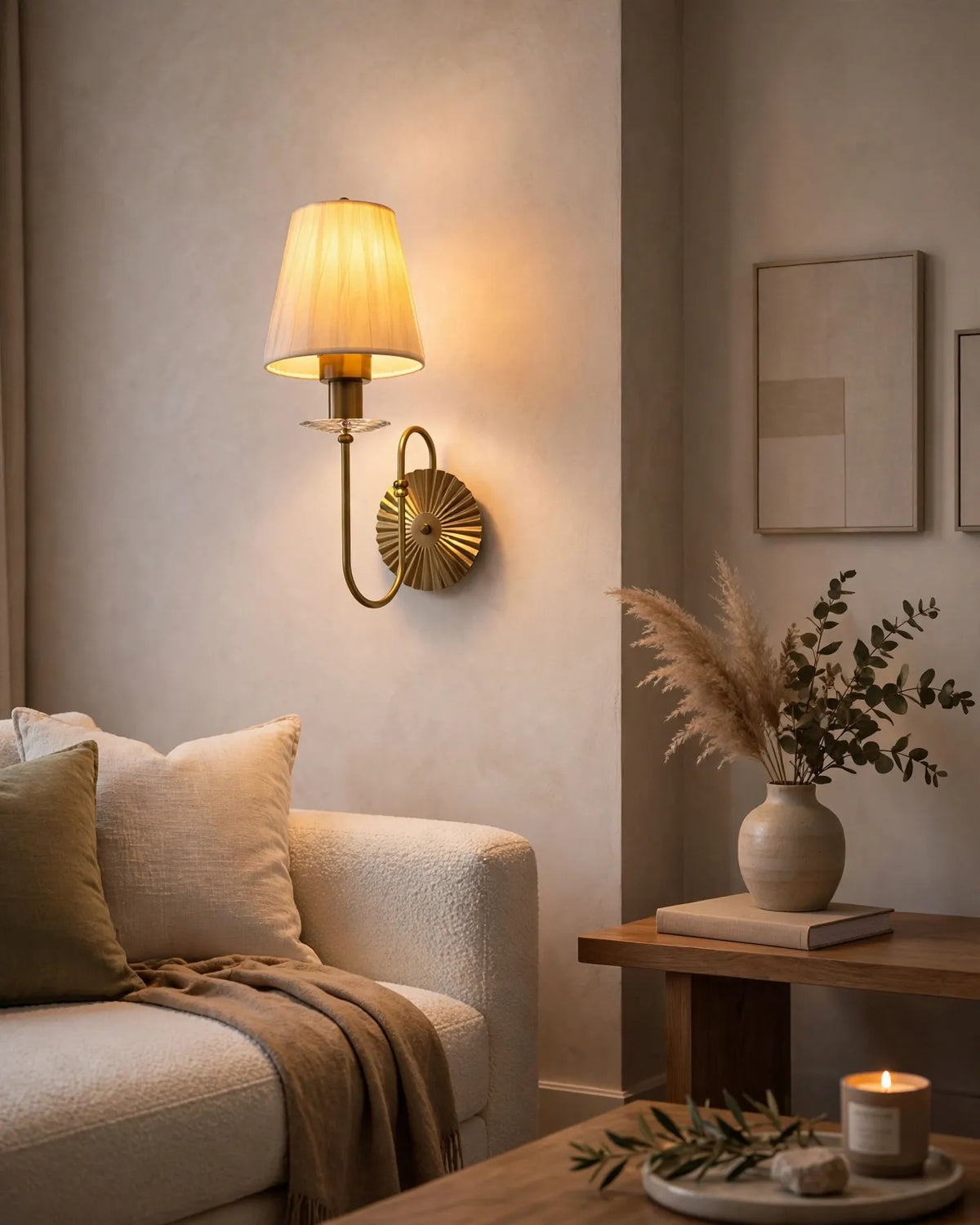 (TLD) EMILY - Vintage Fabric Shade Wall Light