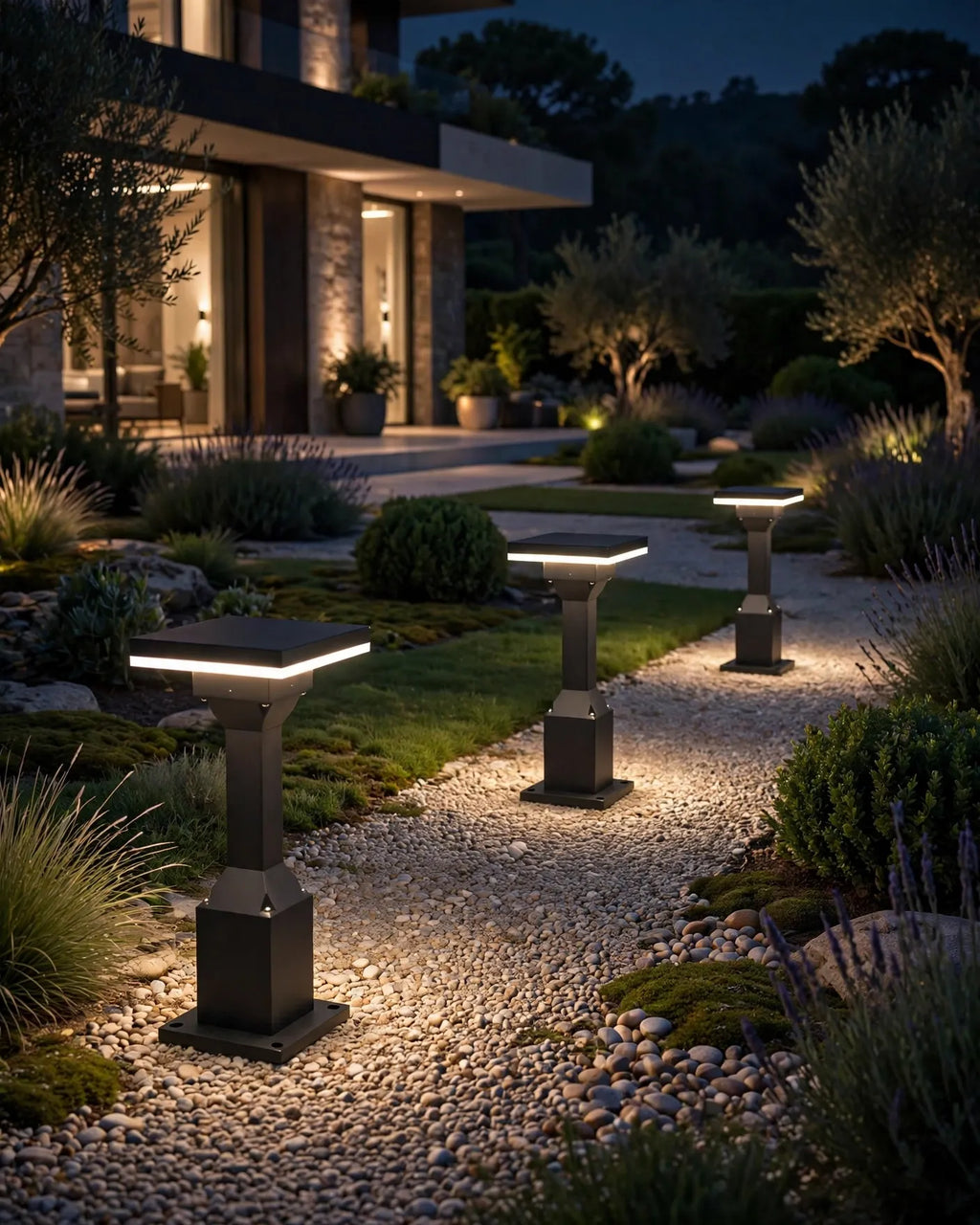 (TLD) Minimalist Square Top Outdoor Lawn & Garden Bollard Light -12 WT