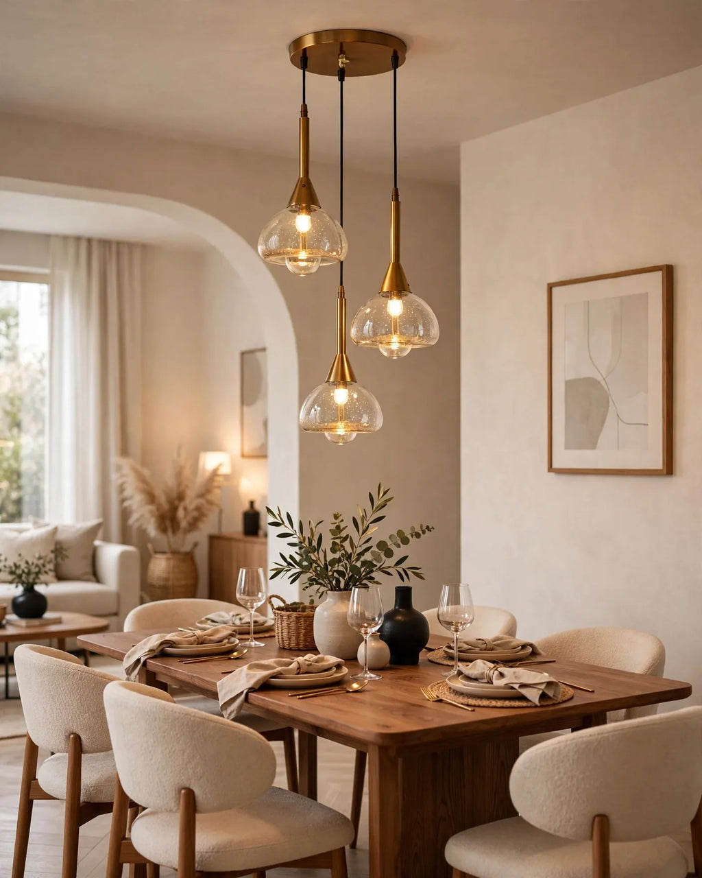 (TLD)  Modern Bell Shape 3-Light Cluster Pendant