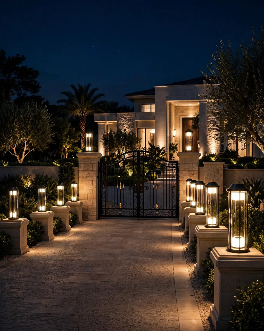 (TLD) ESTATE - Tall Glass Pillar Compound Light 12 WT