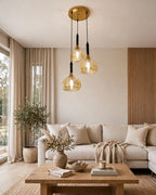 (TLD)  Golden Honey Bubble Trio Hanging Light