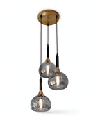 (TLD)  Smoky Grey Bubble Trio Hanging Light