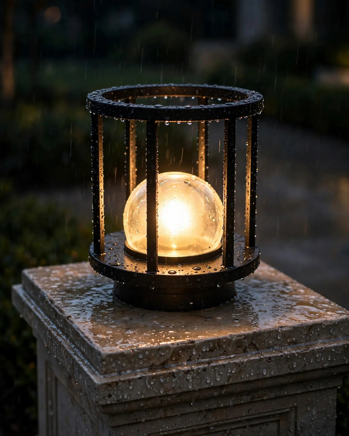 (TLD) GLOBE DOME Luxury Modern Outdoor Pillar Gate Light -12 WT