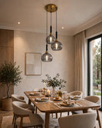 (TLD)  Smoky Grey Bubble Trio Hanging Light