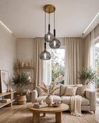 (TLD)  Smoky Grey Bubble Trio Hanging Light