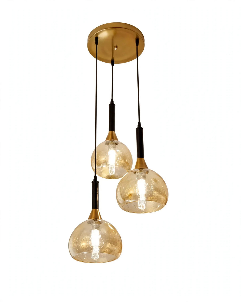 (TLD)  Golden Honey Bubble Trio Hanging Light