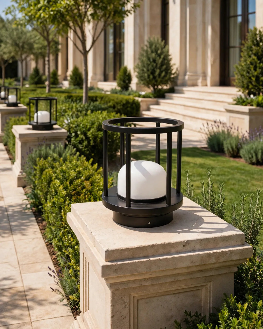 (TLD) GLOBE DOME Luxury Modern Outdoor Pillar Gate Light -12 WT