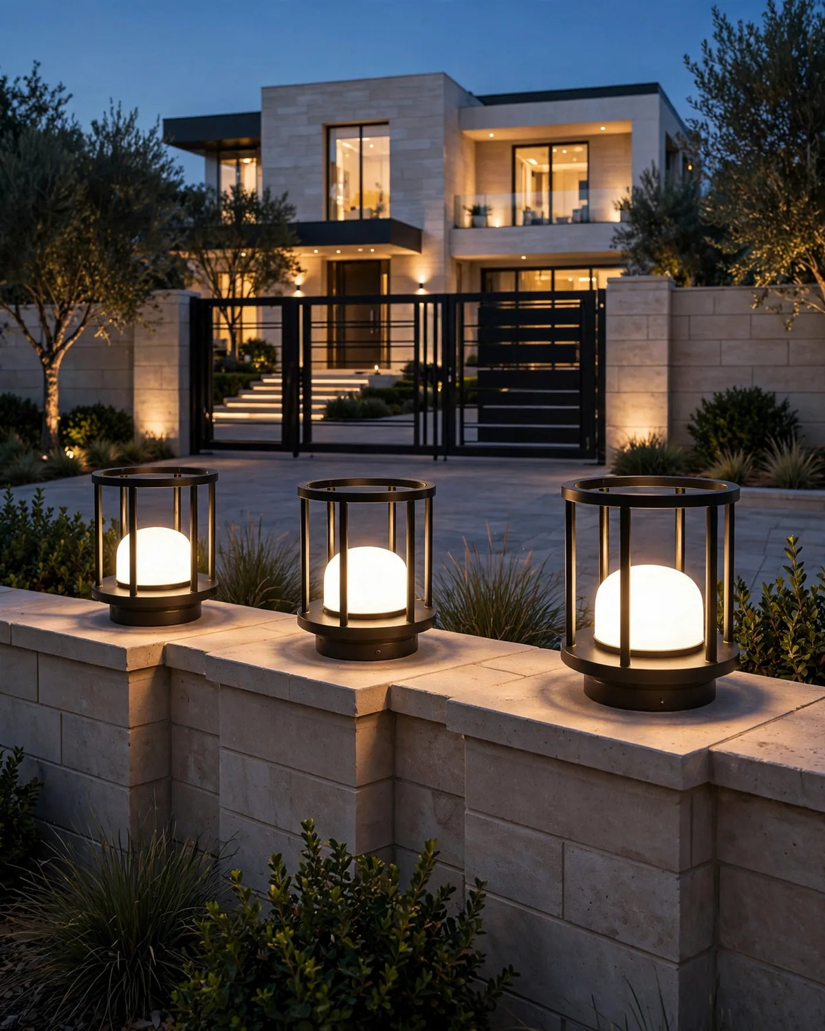 (TLD) GLOBE DOME Luxury Modern Outdoor Pillar Gate Light -12 WT
