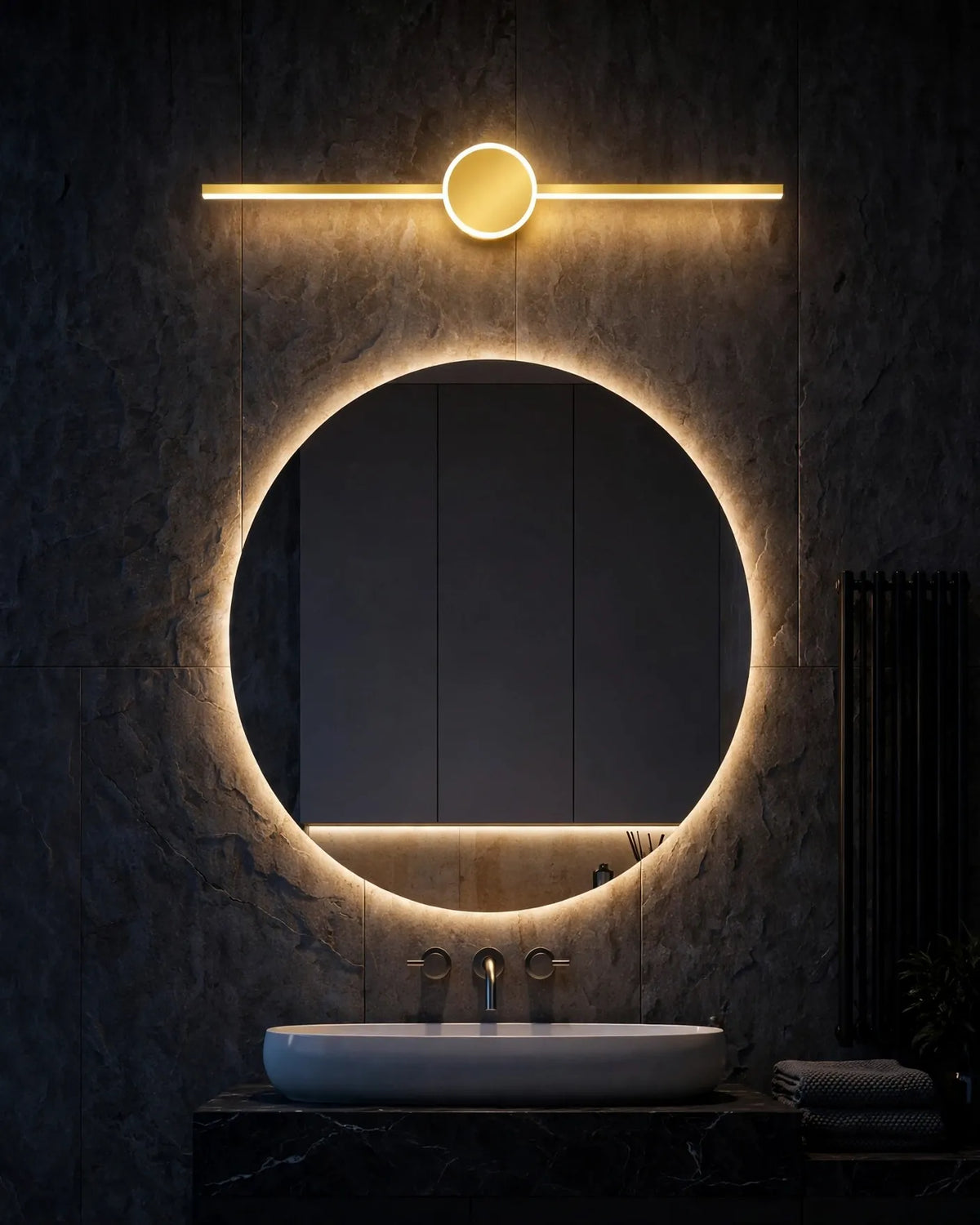 (TLD) Eclipse - Modern LED Mirror Light - Brass
