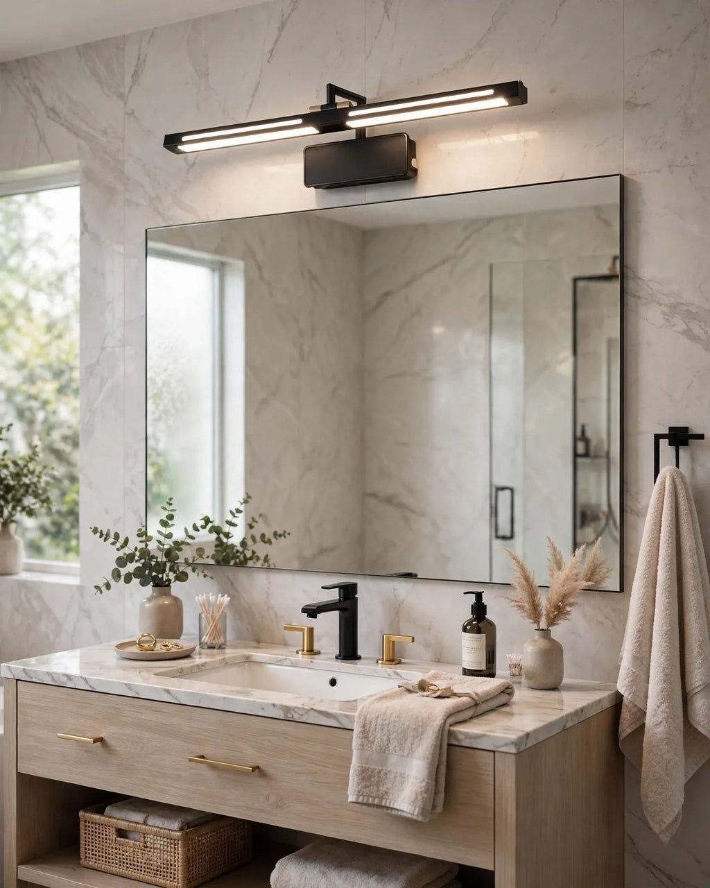 (TLD) Modern Black LED Mirror Vanity Light