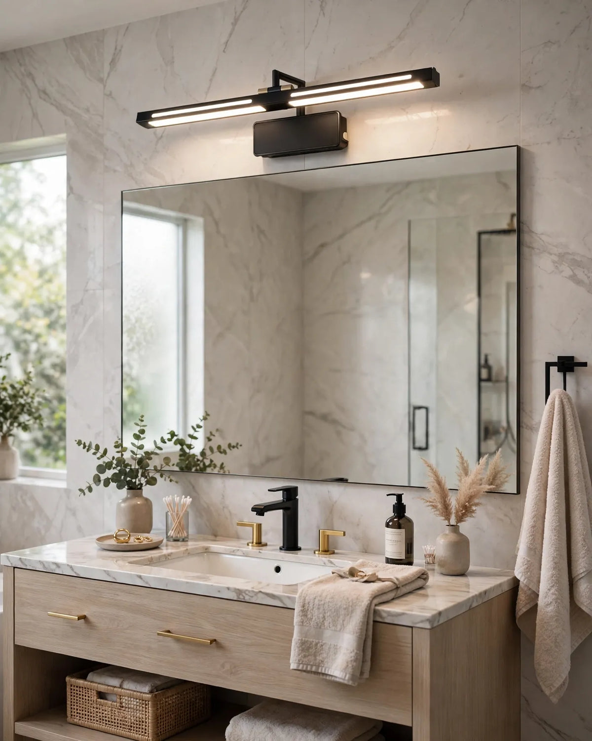(TLD) Modern Black LED Mirror Vanity Light