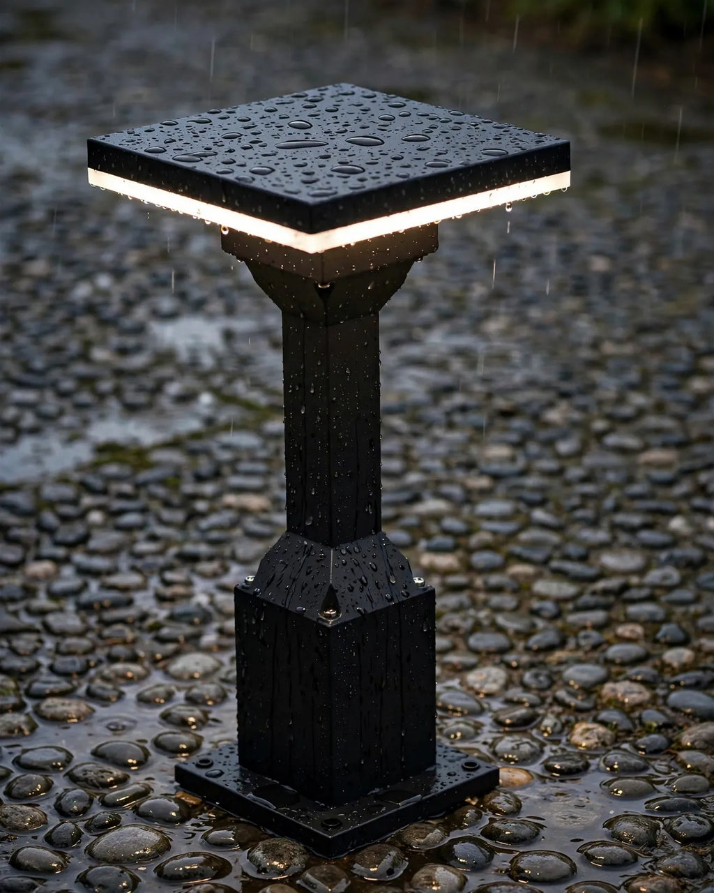 (TLD) Minimalist Square Top Outdoor Lawn & Garden Bollard Light -12 WT