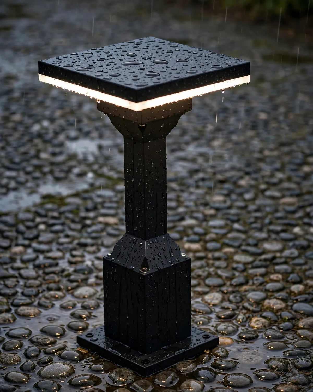 (TLD) Minimalist Square Top Outdoor Lawn & Garden Bollard Light -12 WT