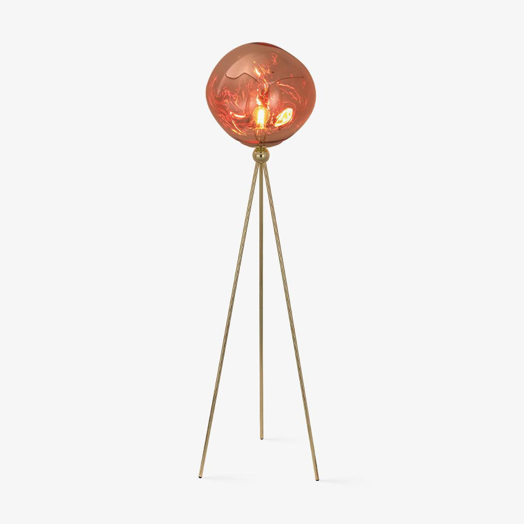 (TLD) Aurora Amber Tripod Floor Lamp in Metal & Glass for