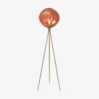 (TLD) Aurora Amber Tripod Floor Lamp in Metal & Glass for