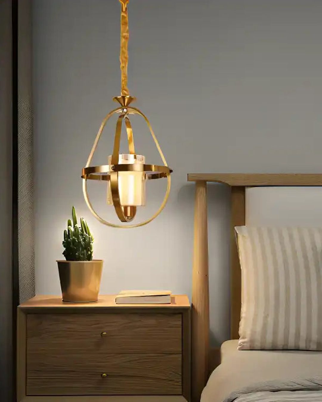 (TLD) 1 Light LED Gold Brass Amber Glass Pendant Light