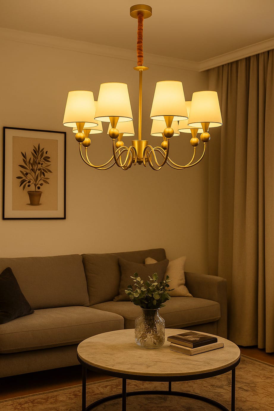 (TLD) Classic Serena Gold Chandelier - 8 Lights