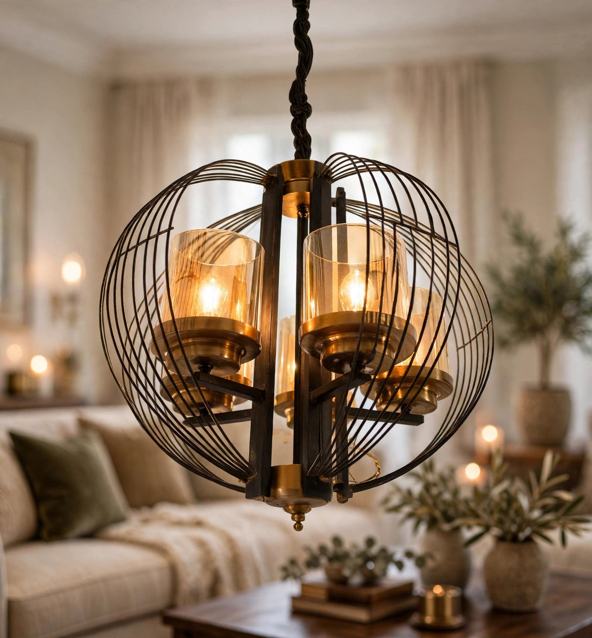 (TLD) VINTAGE Nest Chandelier - 4 Light