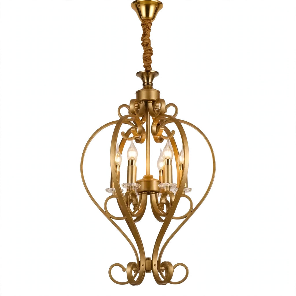(TLD) REGAL Gold Curved Frame Chandelier