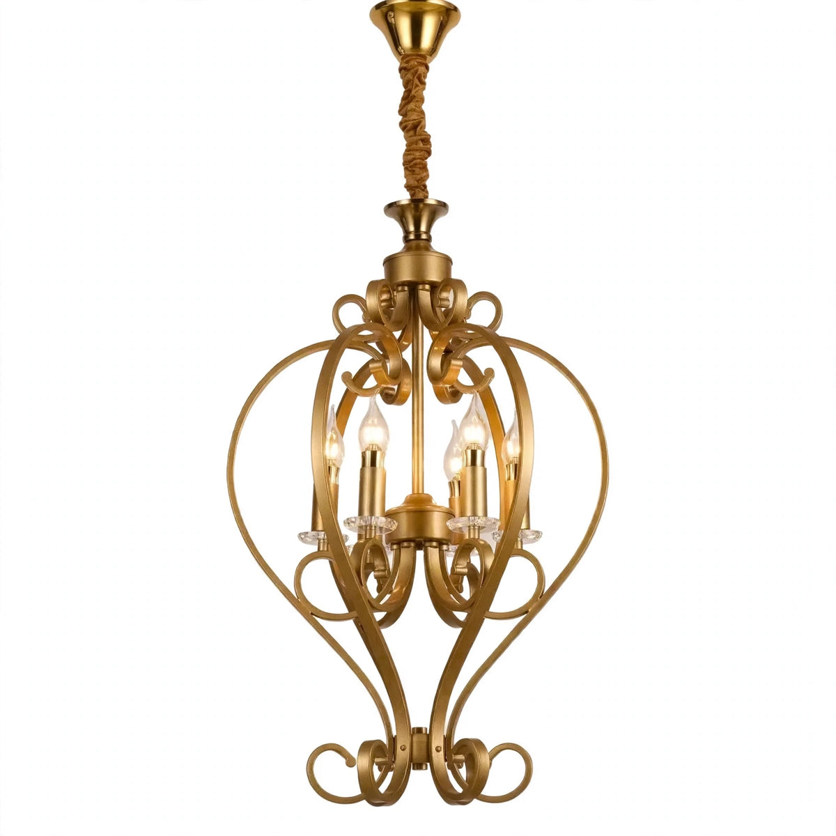 (TLD) REGAL Gold Curved Frame Chandelier