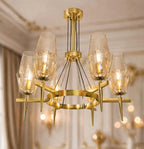 (TLD) CROWN 6-Light Modern Crystal Chandelier - Gold
