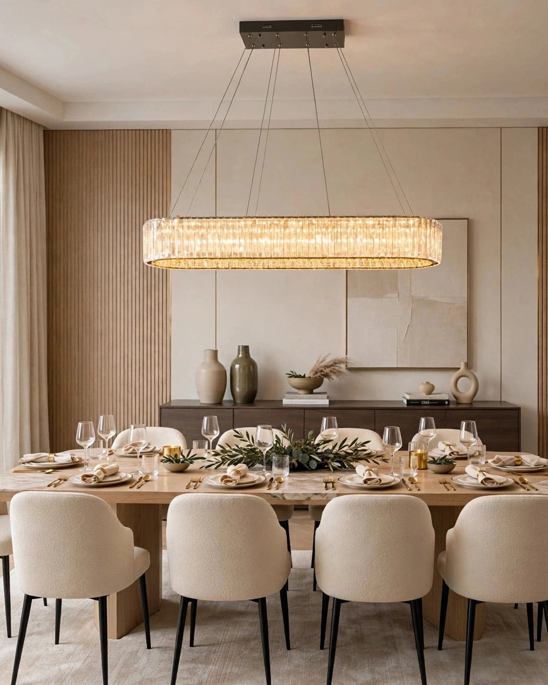 (TLD) CRYSTAL LOOP Oval Golden Chandelier