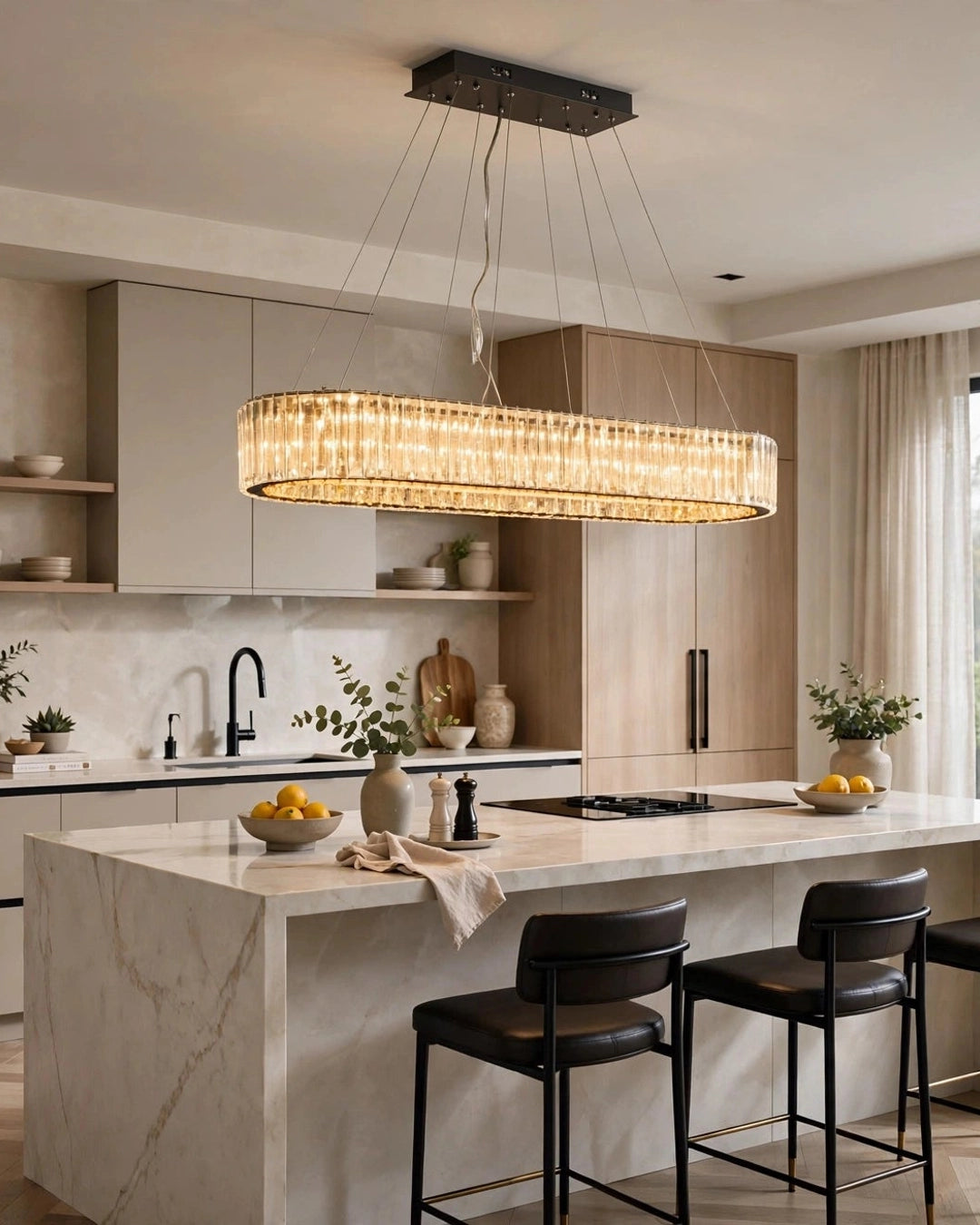 (TLD) CRYSTAL LOOP Oval Golden Chandelier