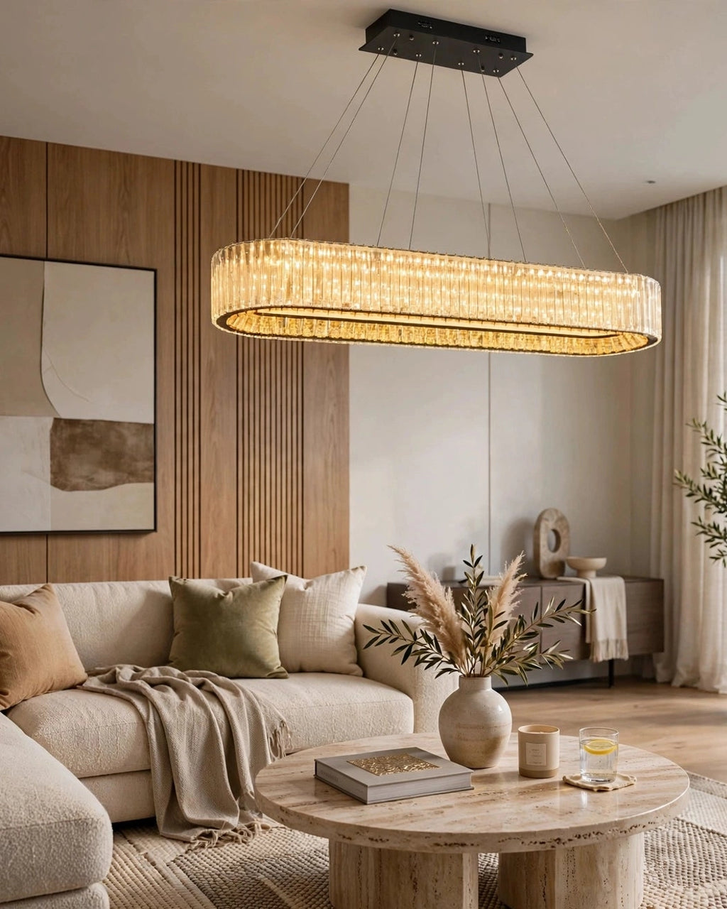 (TLD) CRYSTAL LOOP Oval Golden Chandelier