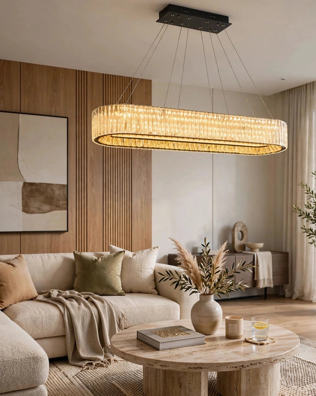 (TLD) CRYSTAL LOOP Oval Golden Chandelier
