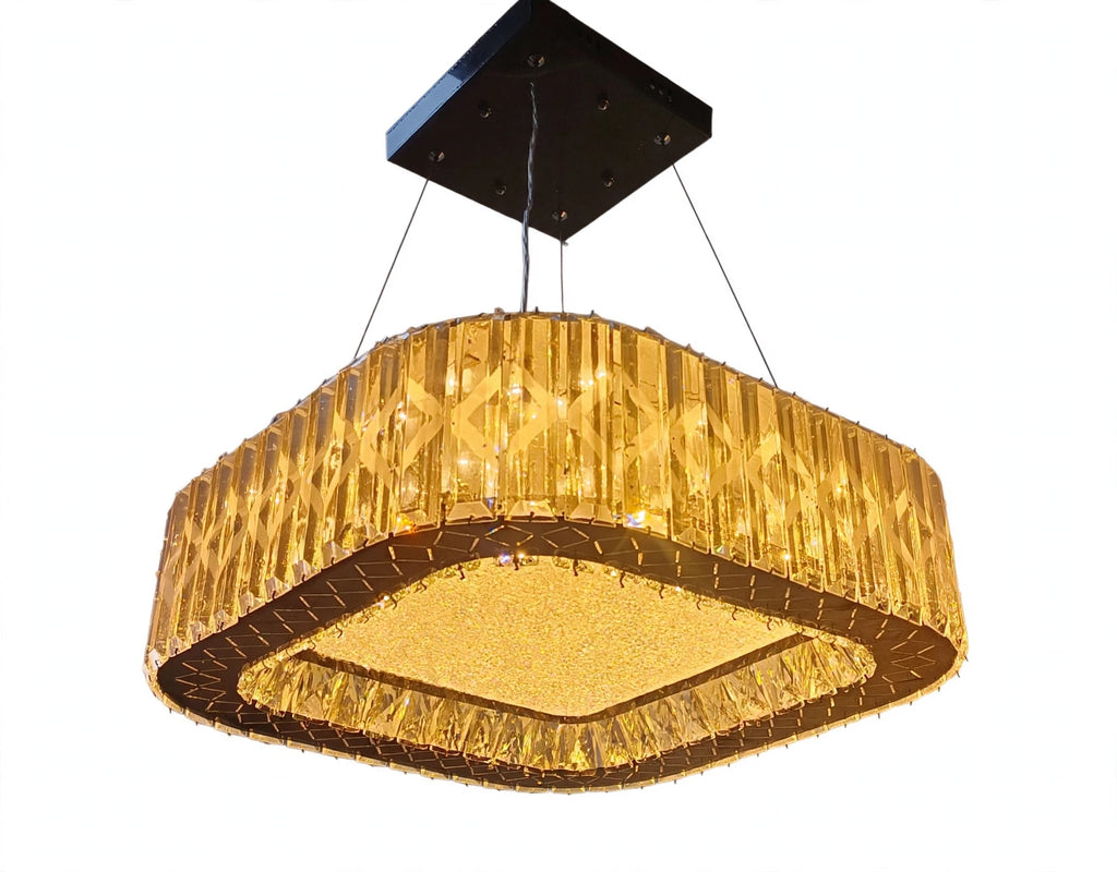 (TLD)  DIAMOND Square Crystal Halo Chandelier 500 MM