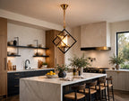(TLD) Modern Geometric Cage - Black + Brass Hanging Light