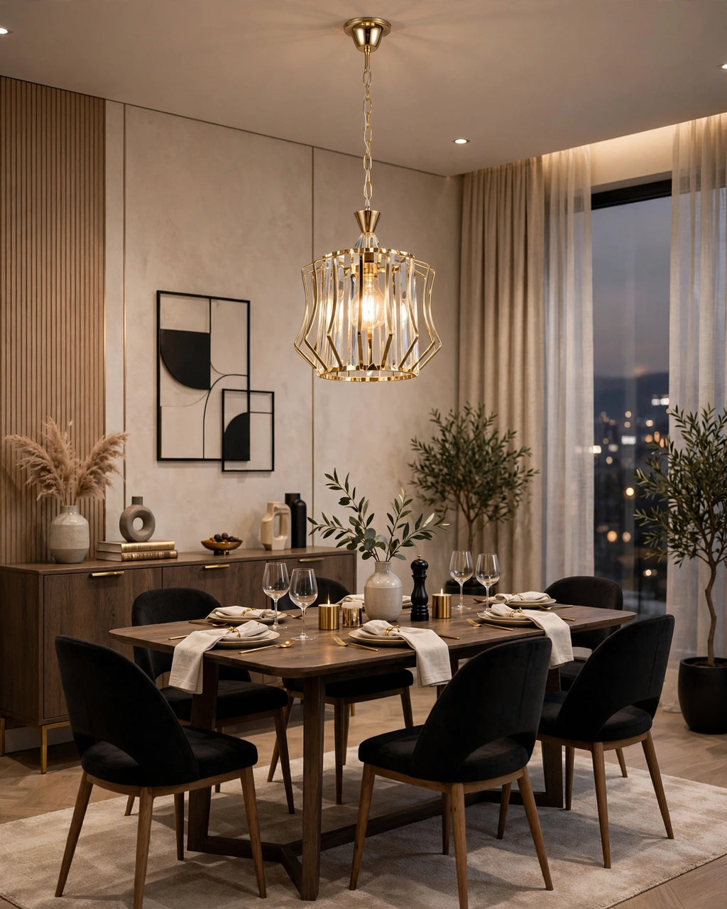 (TLD) Golden Crystel Hanging Pendant Light