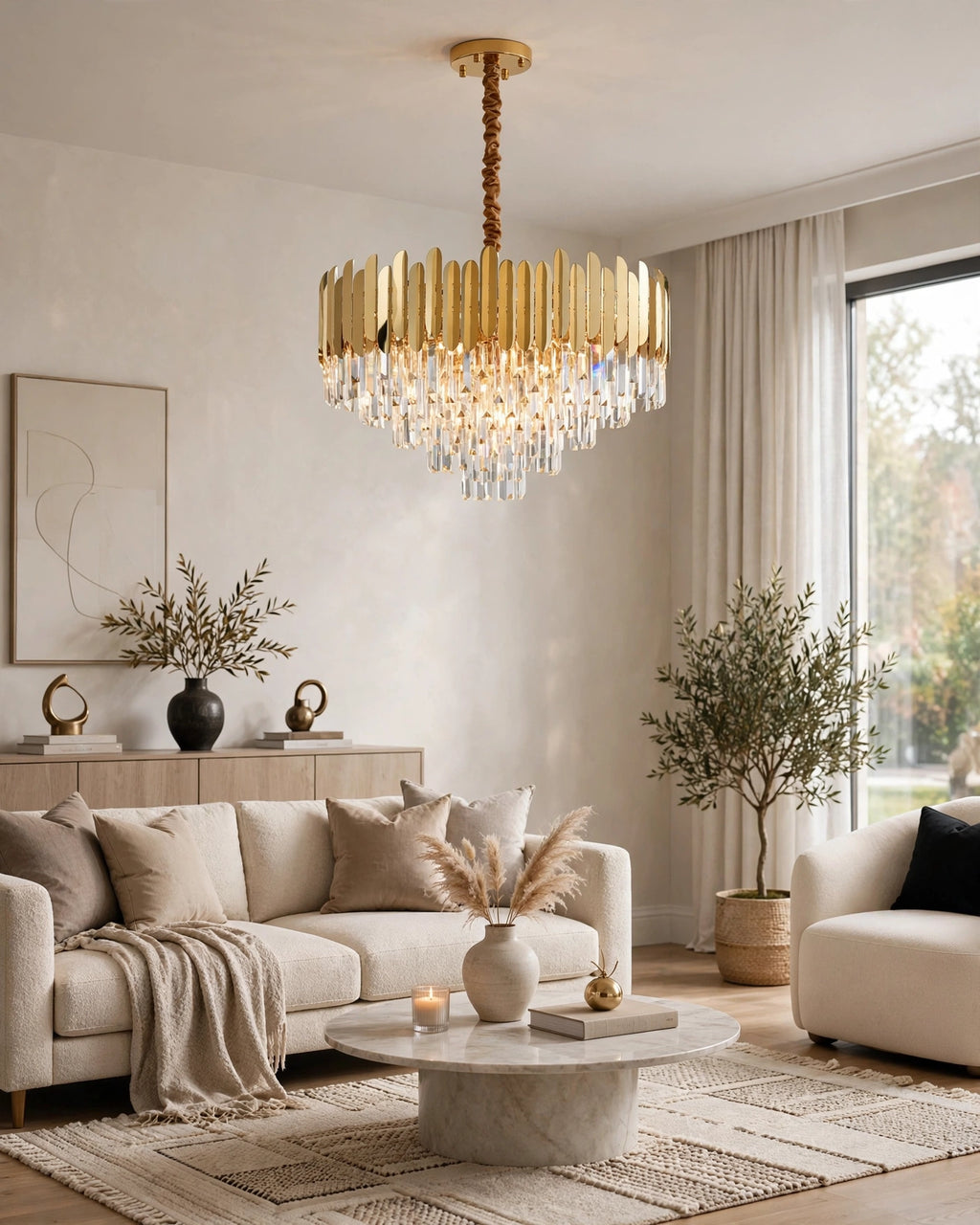 (TLD) Crown Gold Crystal Chandelier -600MM