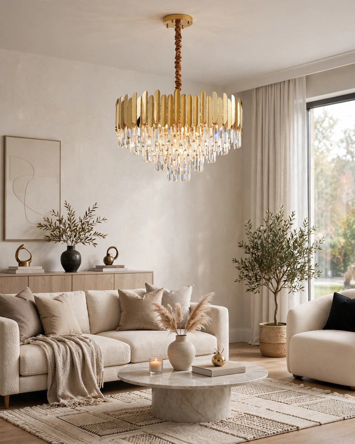 (TLD) Crown Gold Crystal Chandelier -600MM