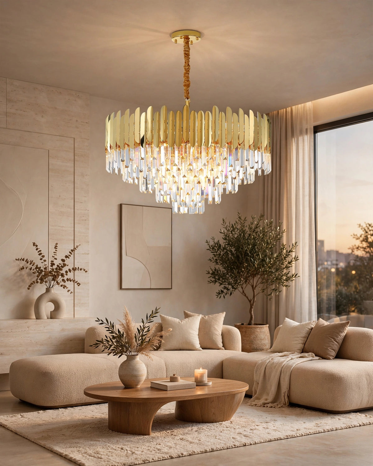 (TLD) Crown Gold Crystal Chandelier -600MM